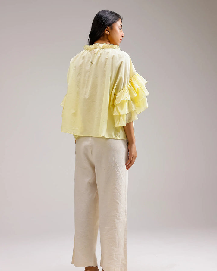 Whisper Ruffle Top - Lemon Yellow