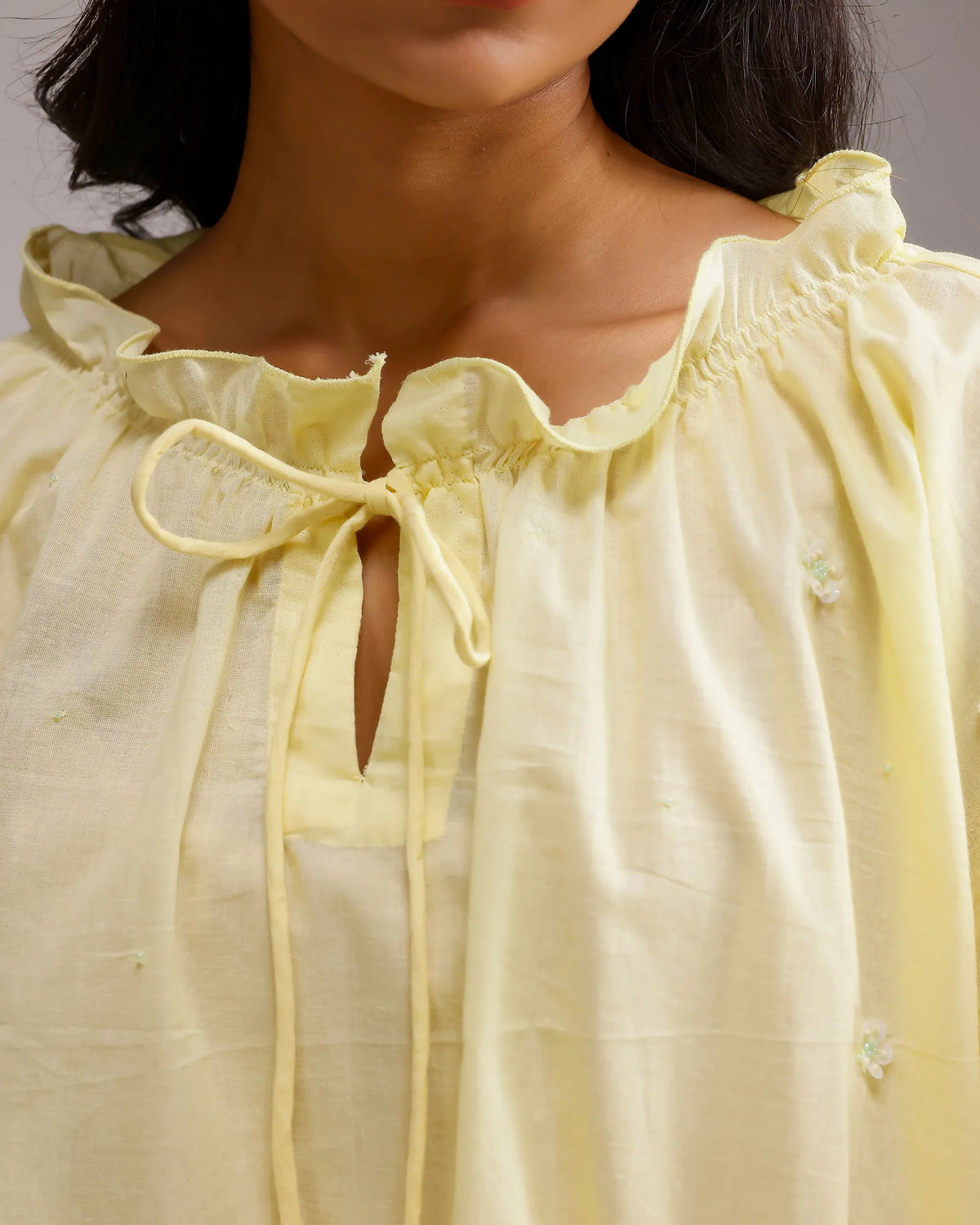 Whisper Ruffle Top - Lemon Yellow