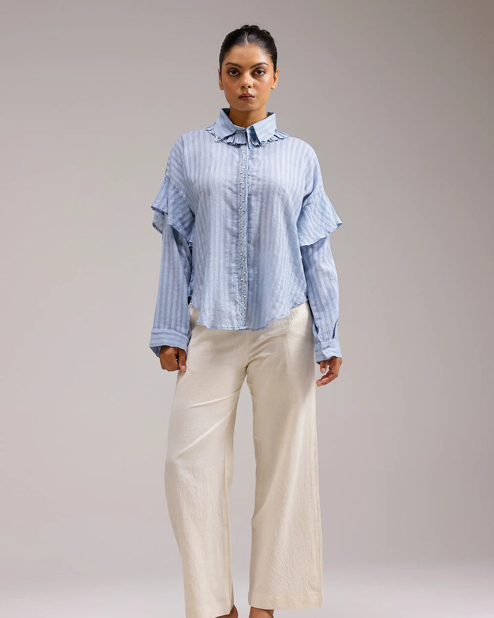 Sheerline Flow Top - Baby Blue Stripes