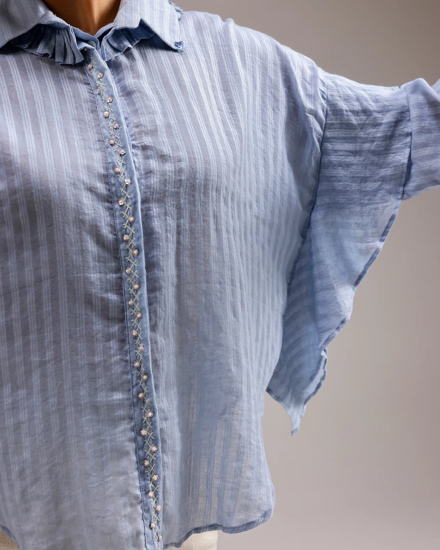 Sheerline Flow Top - Baby Blue Stripes