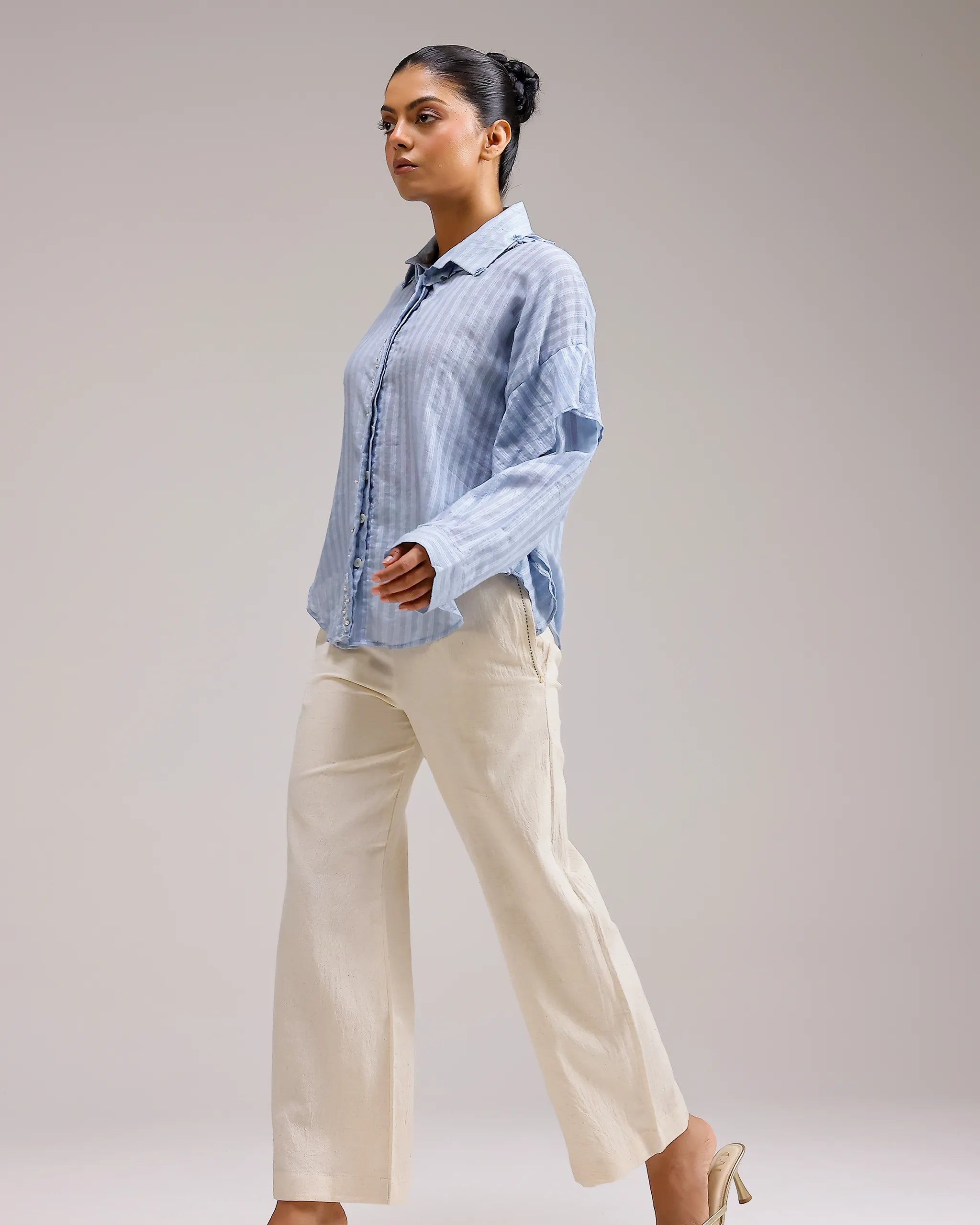 Sheerline Flow Top - Baby Blue Stripes