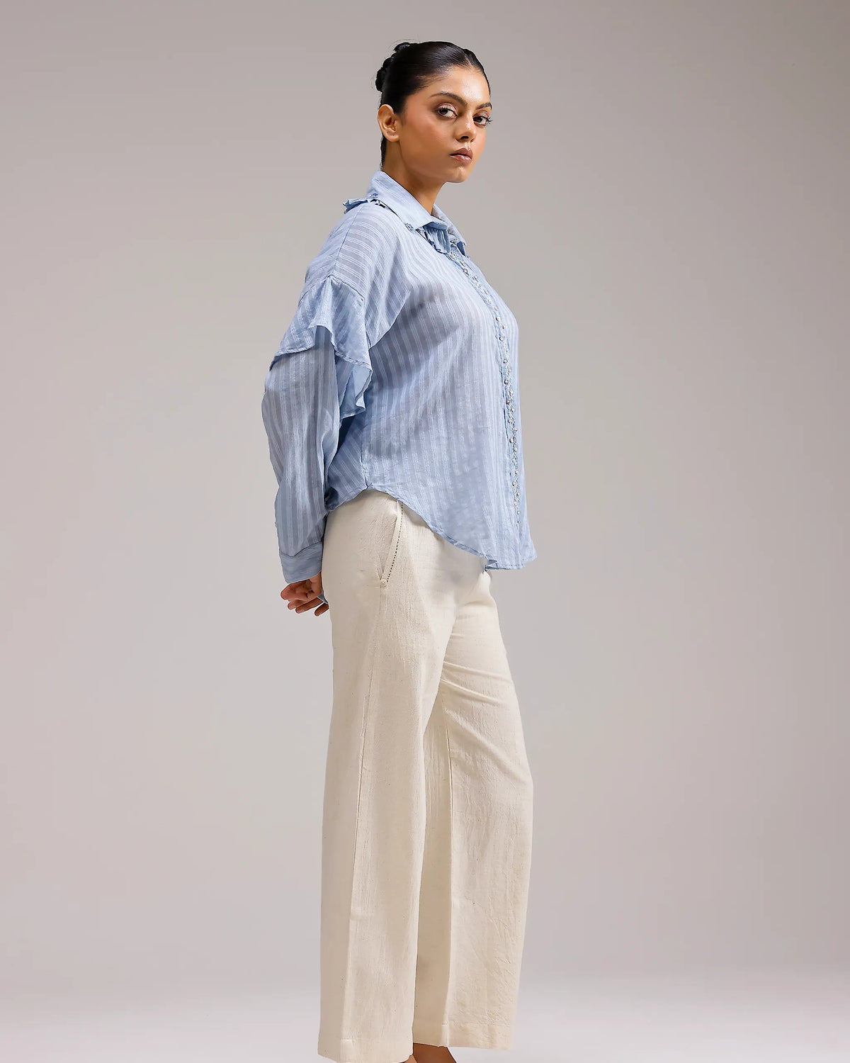 Sheerline Flow Top - Baby Blue Stripes