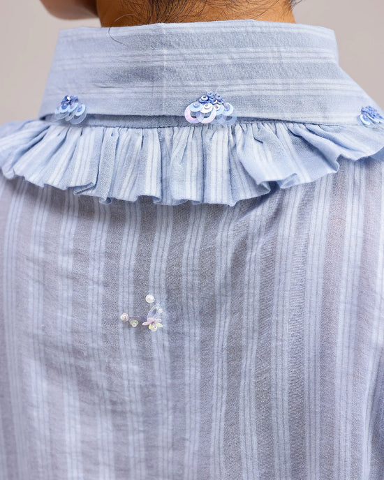 Sheerline Flow Top - Baby Blue Stripes
