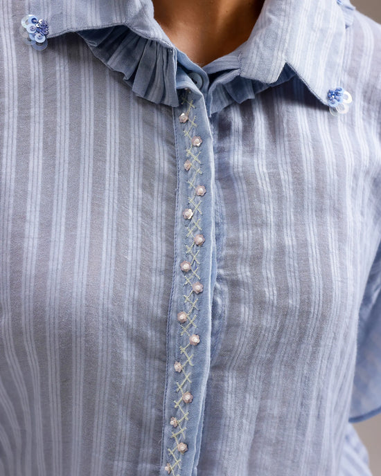 Sheerline Flow Top - Baby Blue Stripes