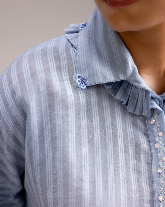 Sheerline Flow Top - Baby Blue Stripes