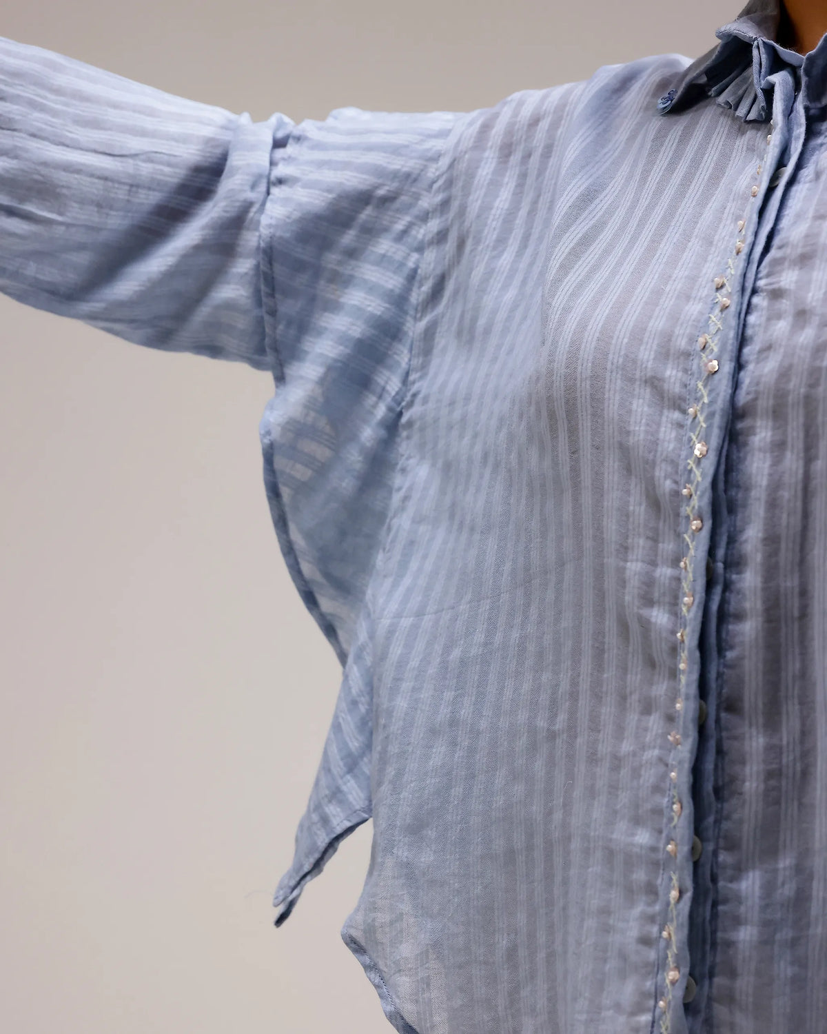 Sheerline Flow Top - Baby Blue Stripes