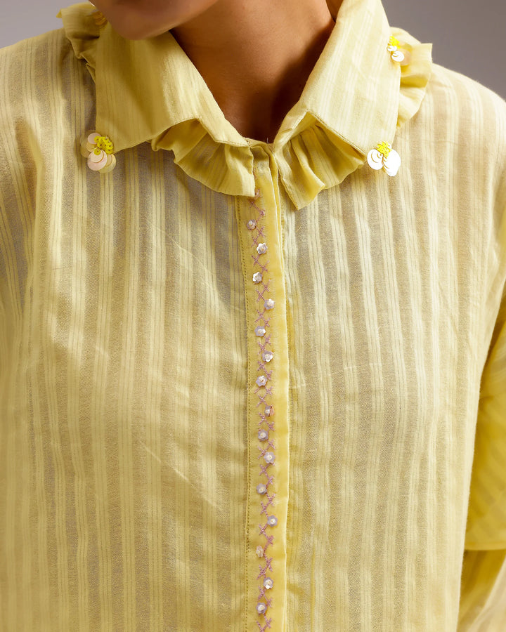 Sheerline Flow Top - Ochre Yellow Stripes