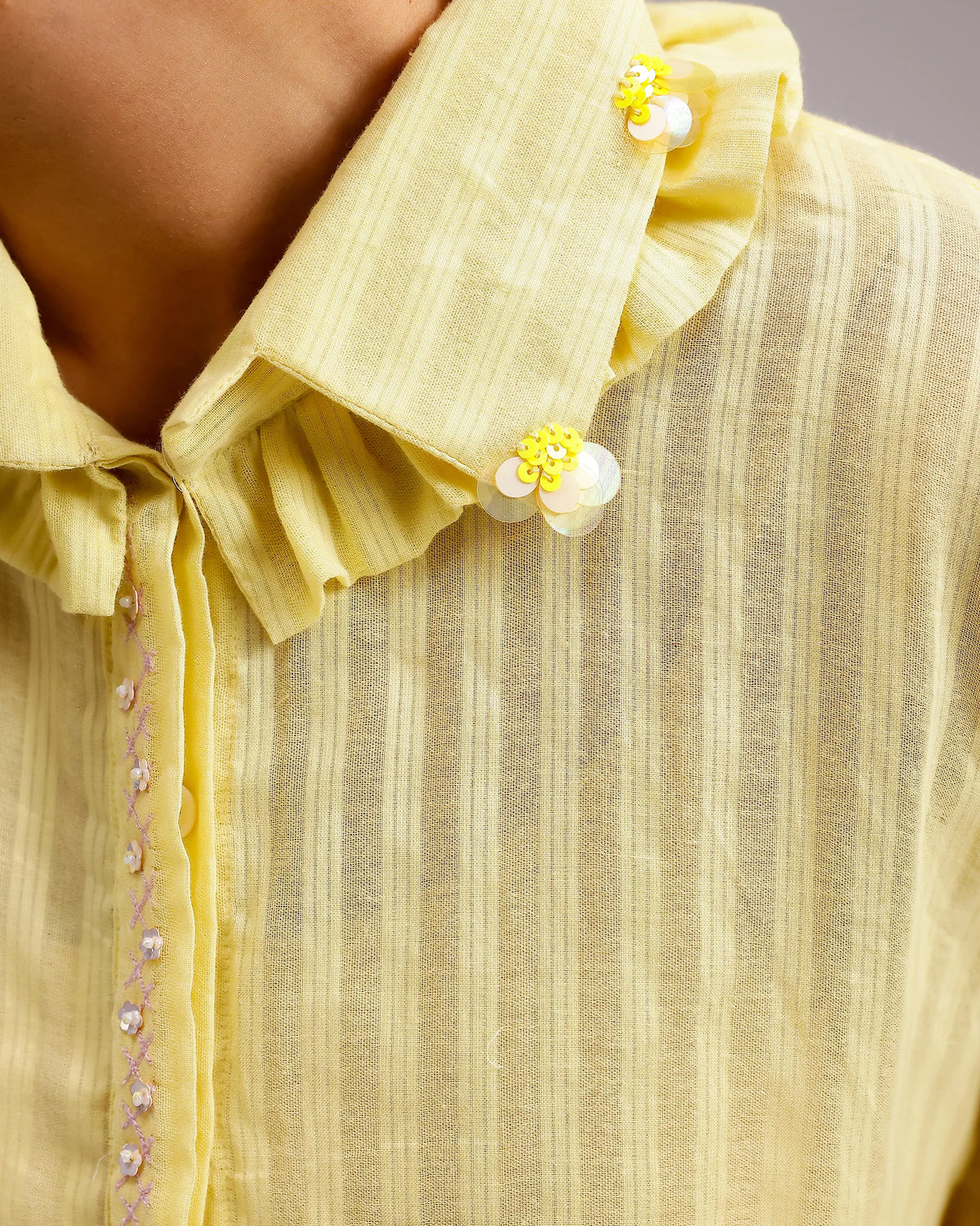 Sheerline Flow Top - Ochre Yellow Stripes