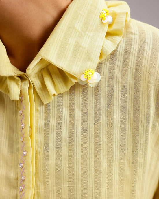 Sheerline Flow Top - Ochre Yellow Stripes