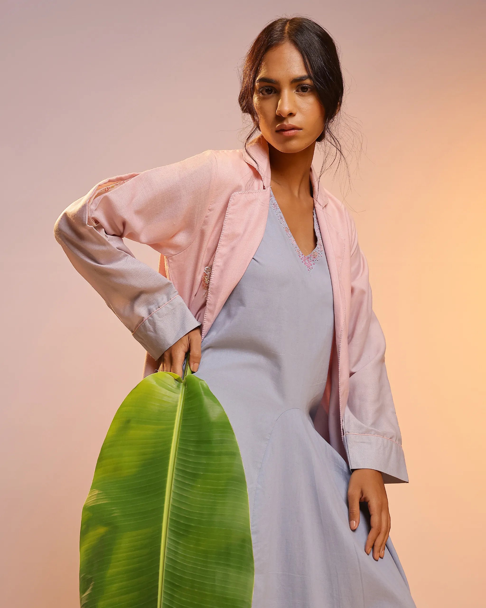 Ocean Dusk Dress & Jacket (Pink To Blue)
