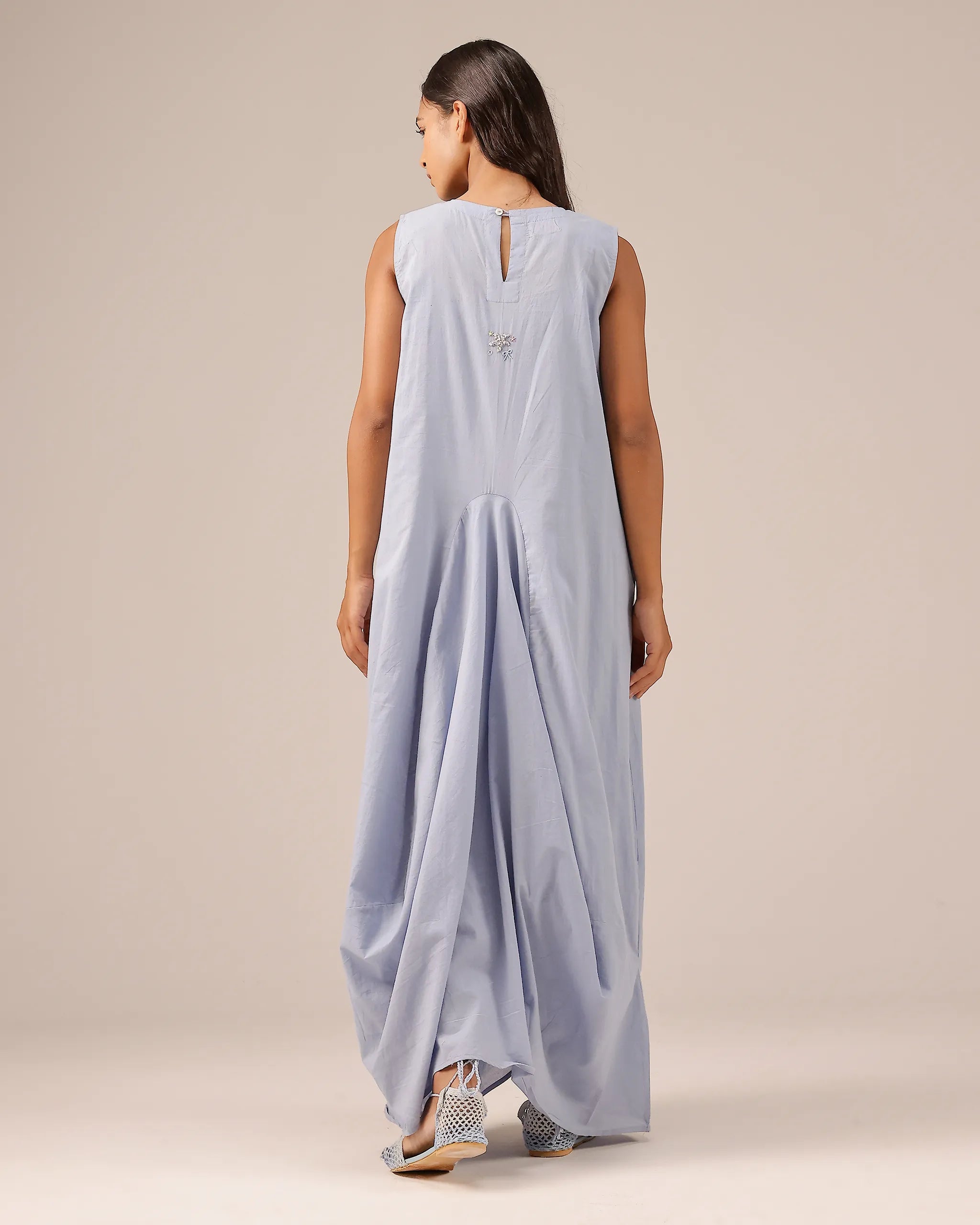 Blue Ocean Dusk Sleeveless Cotton Dress - OurDve