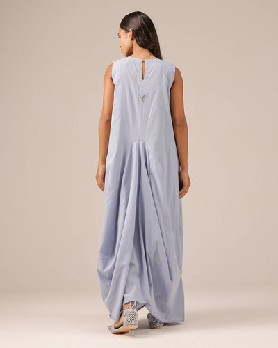 Blue Ocean Dusk Sleeveless Cotton Dress - OurDve