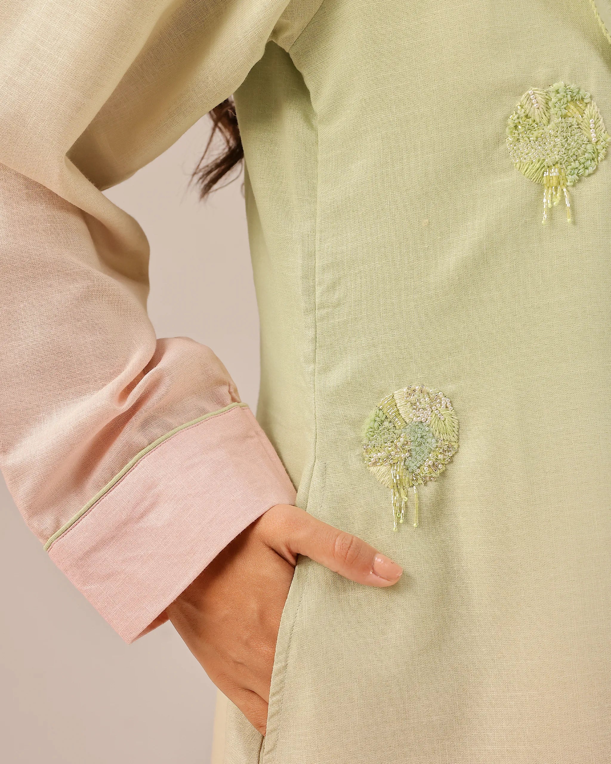 Ocean Dusk Dress & Jacket (Green To Pink)
