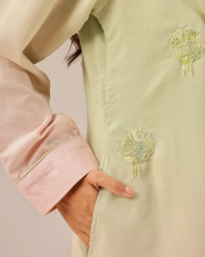 Ocean Dusk Dress & Jacket (Green To Pink)