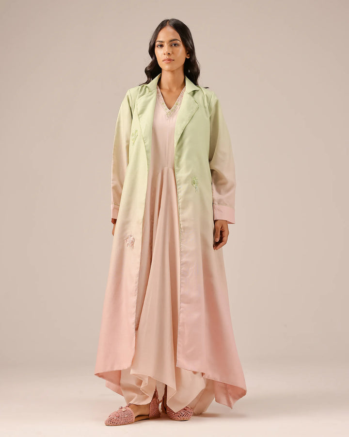 Ocean Dusk Dress & Jacket (Green To Pink)