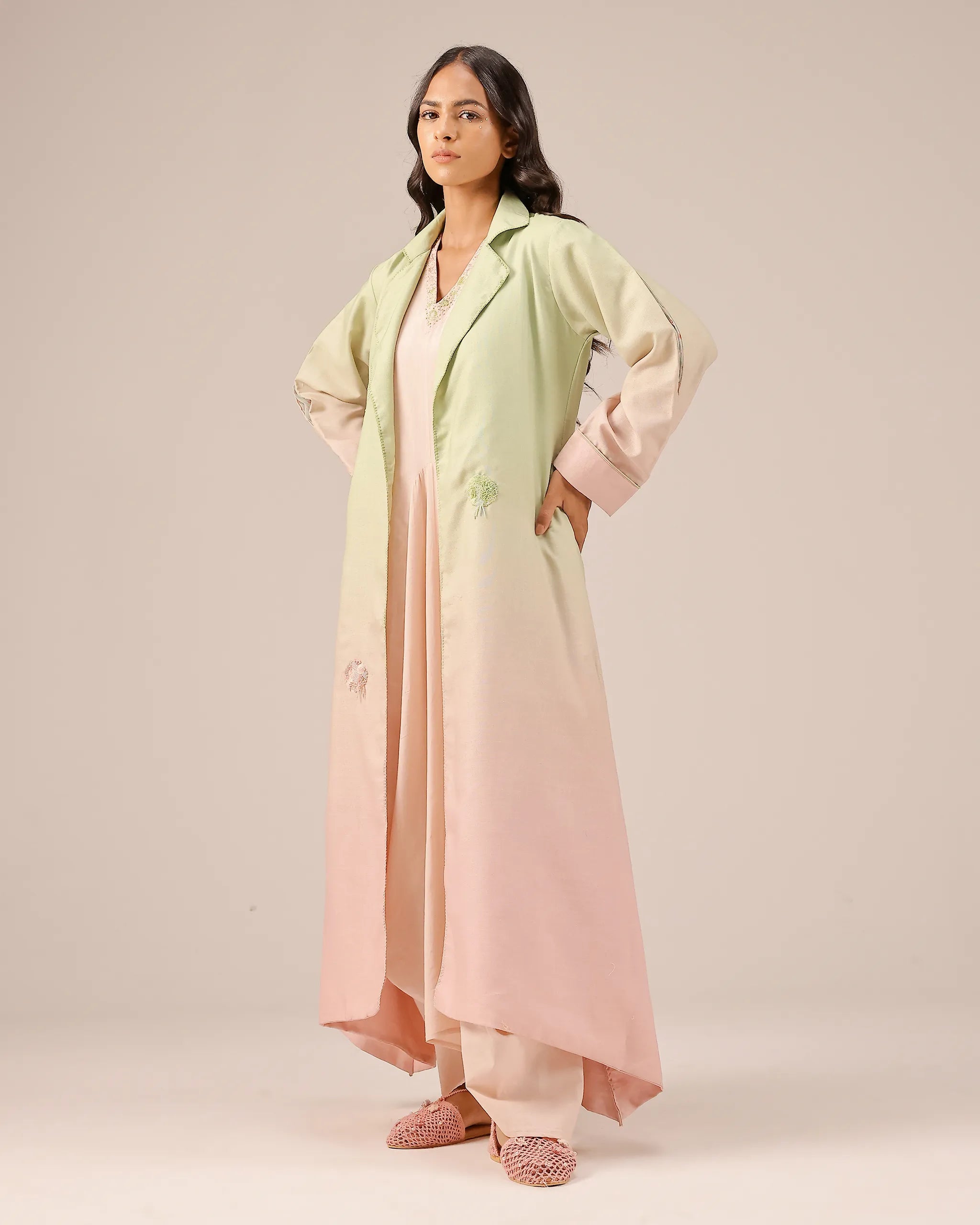 Ocean Dusk Dress & Jacket (Green To Pink)
