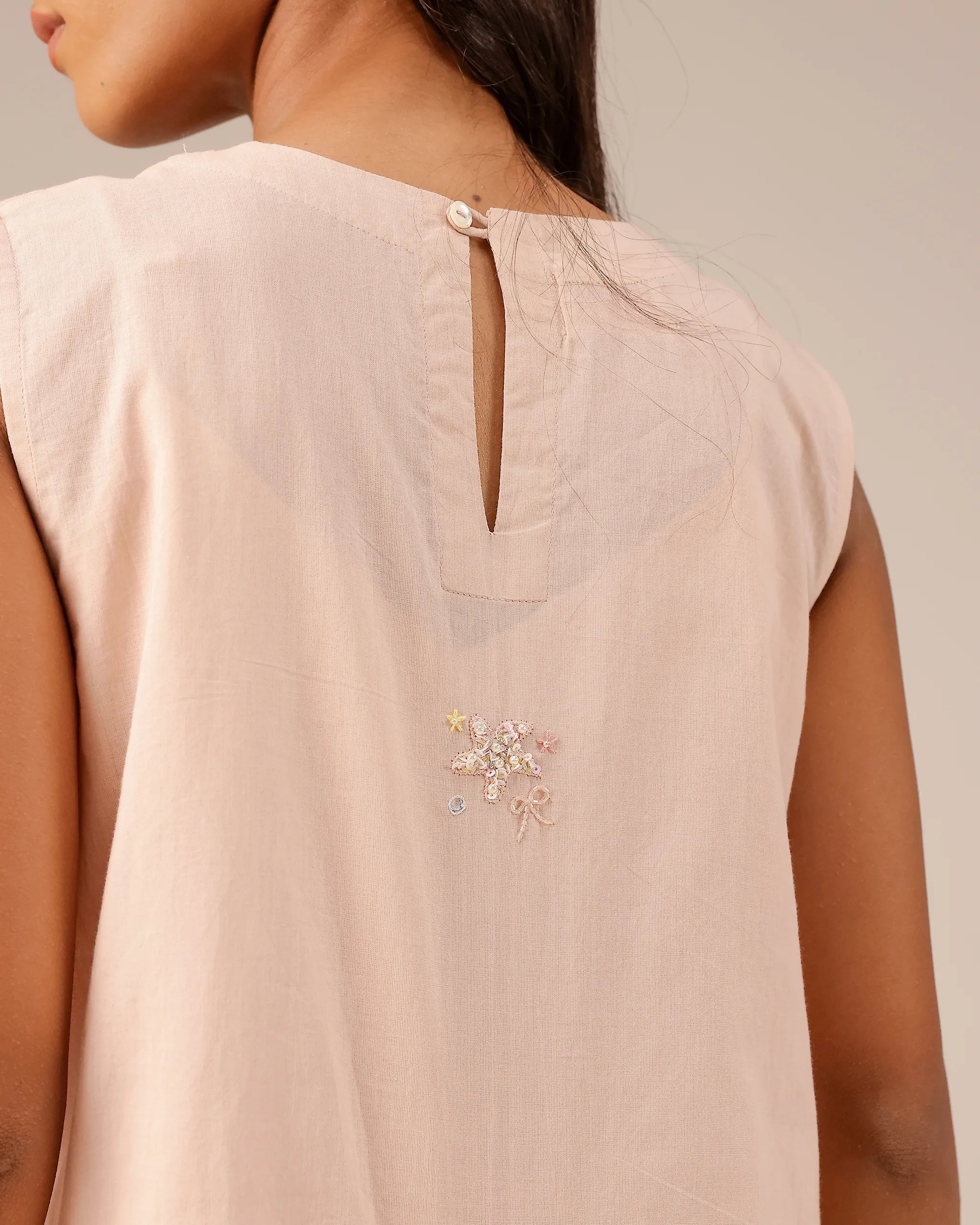 Pink Ocean Dusk Sleeveless Cotton Dress - OurDve