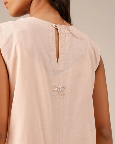 Pink Ocean Dusk Sleeveless Cotton Dress - OurDve