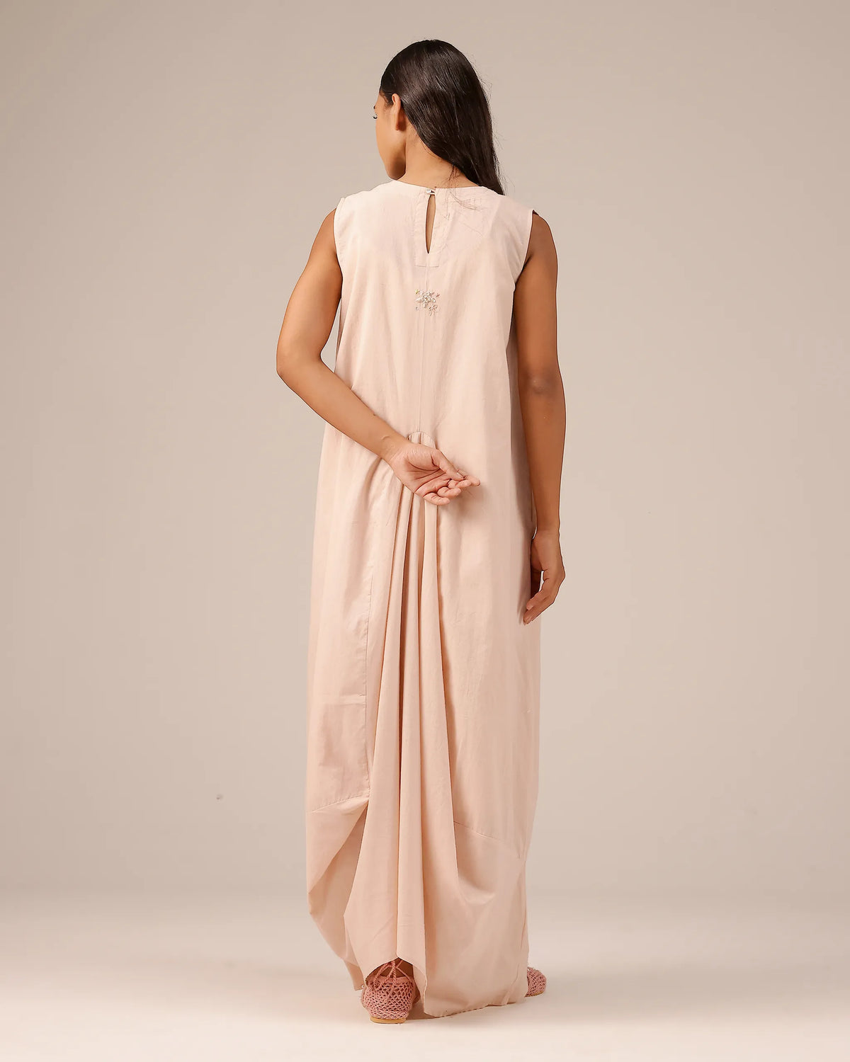 Pink Ocean Dusk Sleeveless Cotton Dress - OurDve