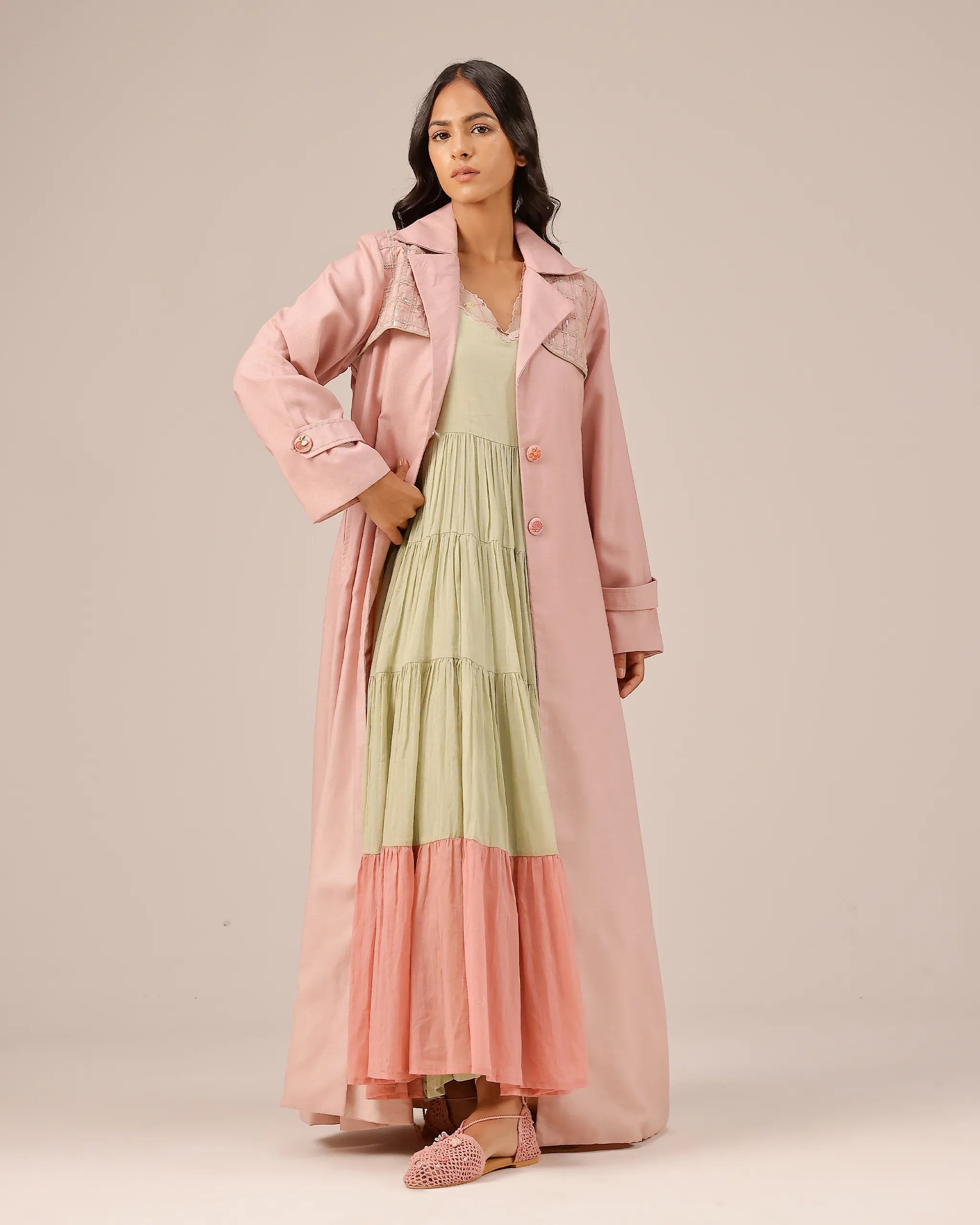Pale Green Melon Muse Flowy Sleeveless Dress - OurDve
