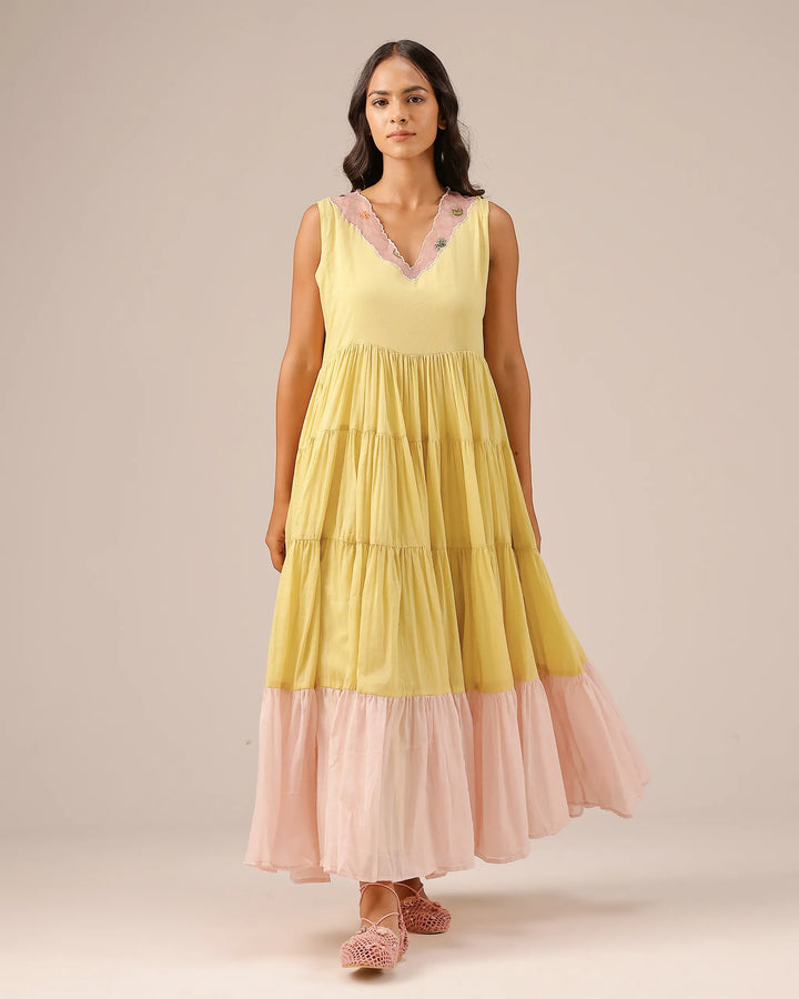 Melon Muse Dress & Jacket (Yellow To Pink)