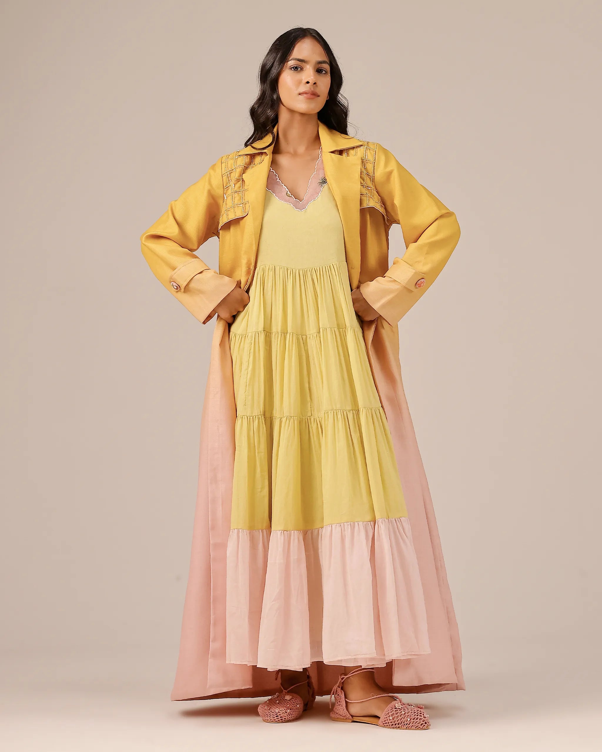 Melon Muse Dress & Jacket (Yellow To Pink)