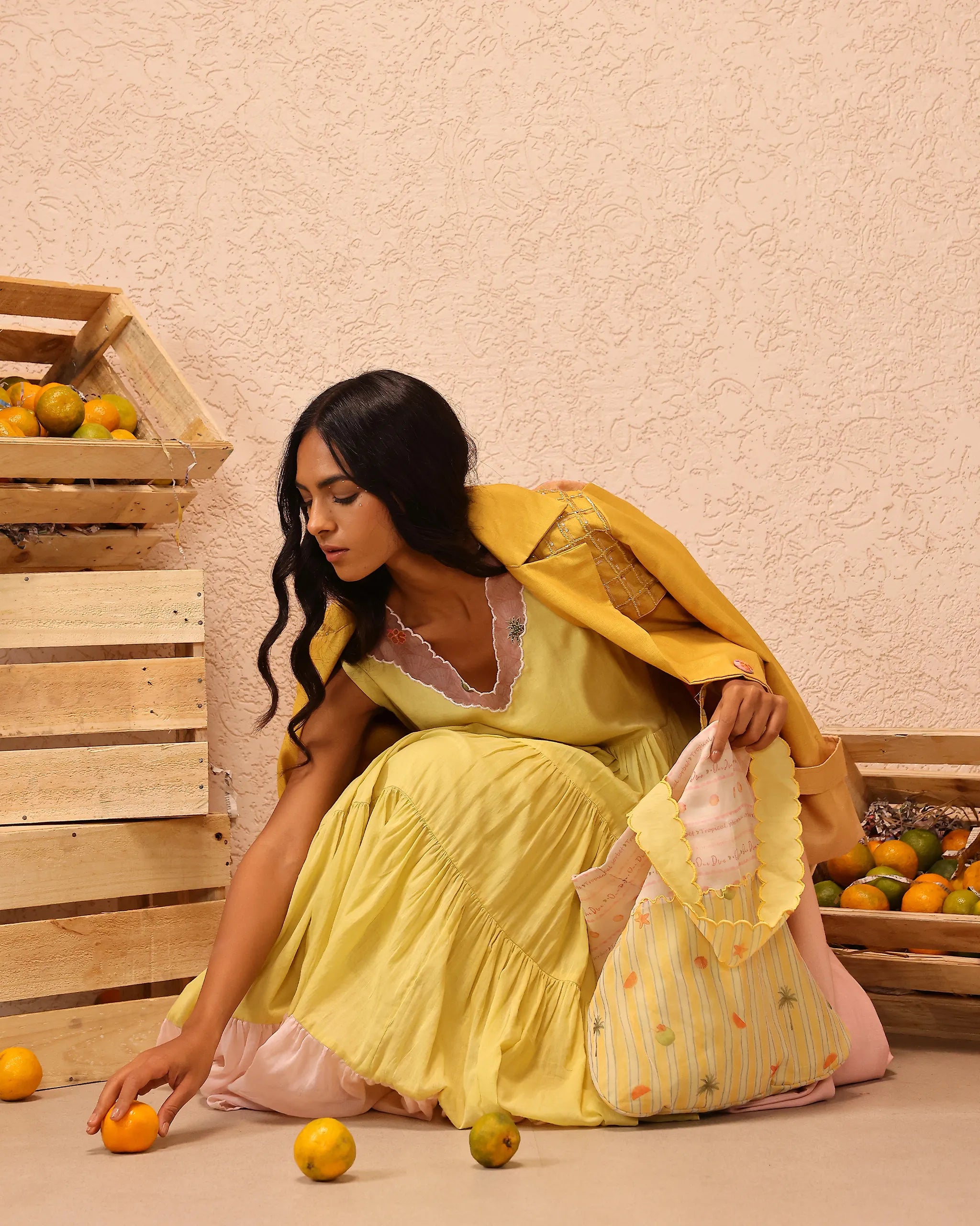 Melon Muse Dress & Jacket (Yellow To Pink)
