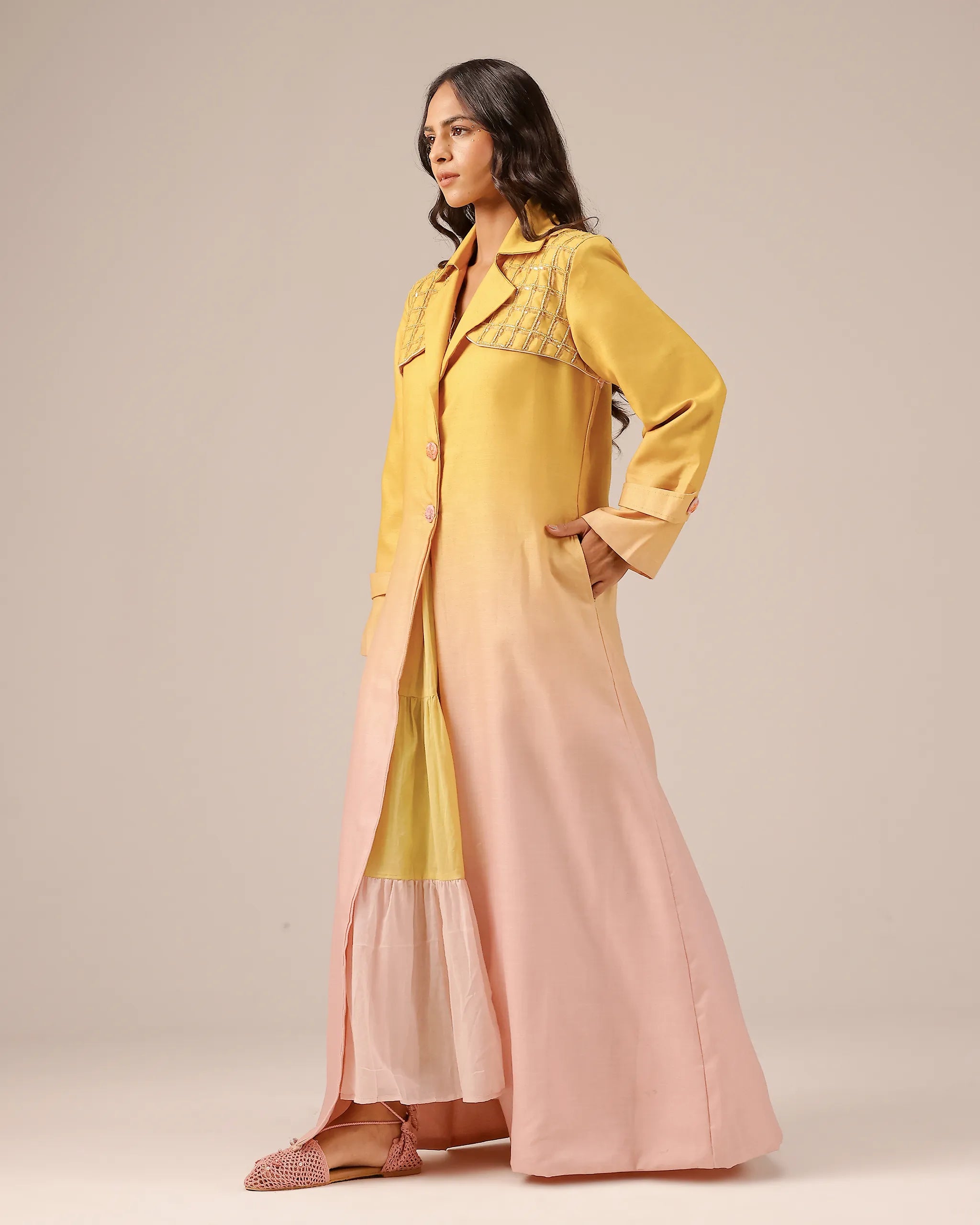Melon Muse Dress & Jacket (Yellow To Pink)
