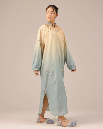 Sorbet Linen Dress – Smocked High Neck | OurDve