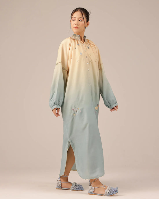 Sorbet Linen Dress – Smocked High Neck | OurDve