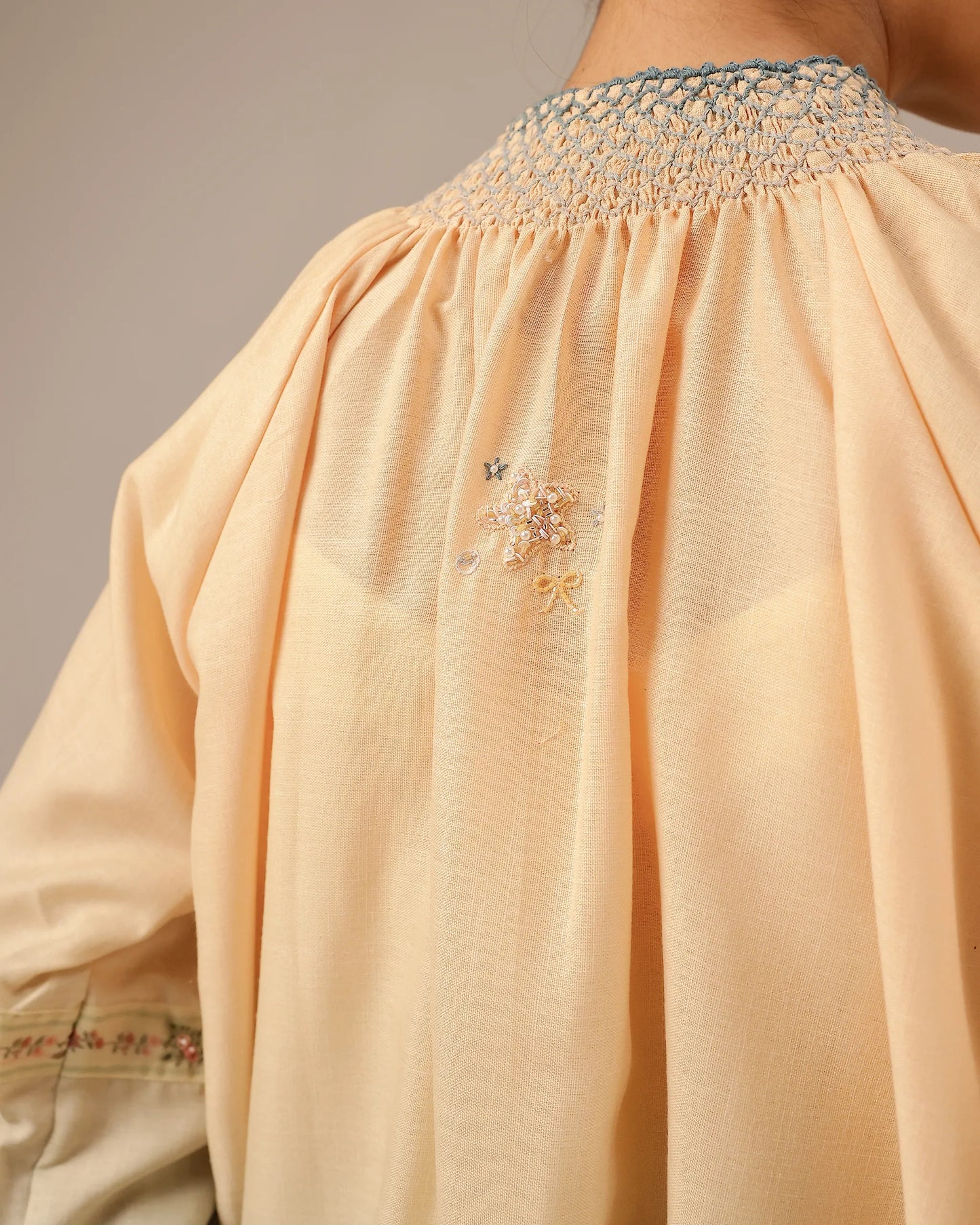 Sorbet Linen Dress – Smocked High Neck | OurDve