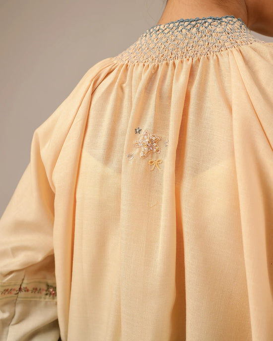 Sorbet Linen Dress – Smocked High Neck | OurDve