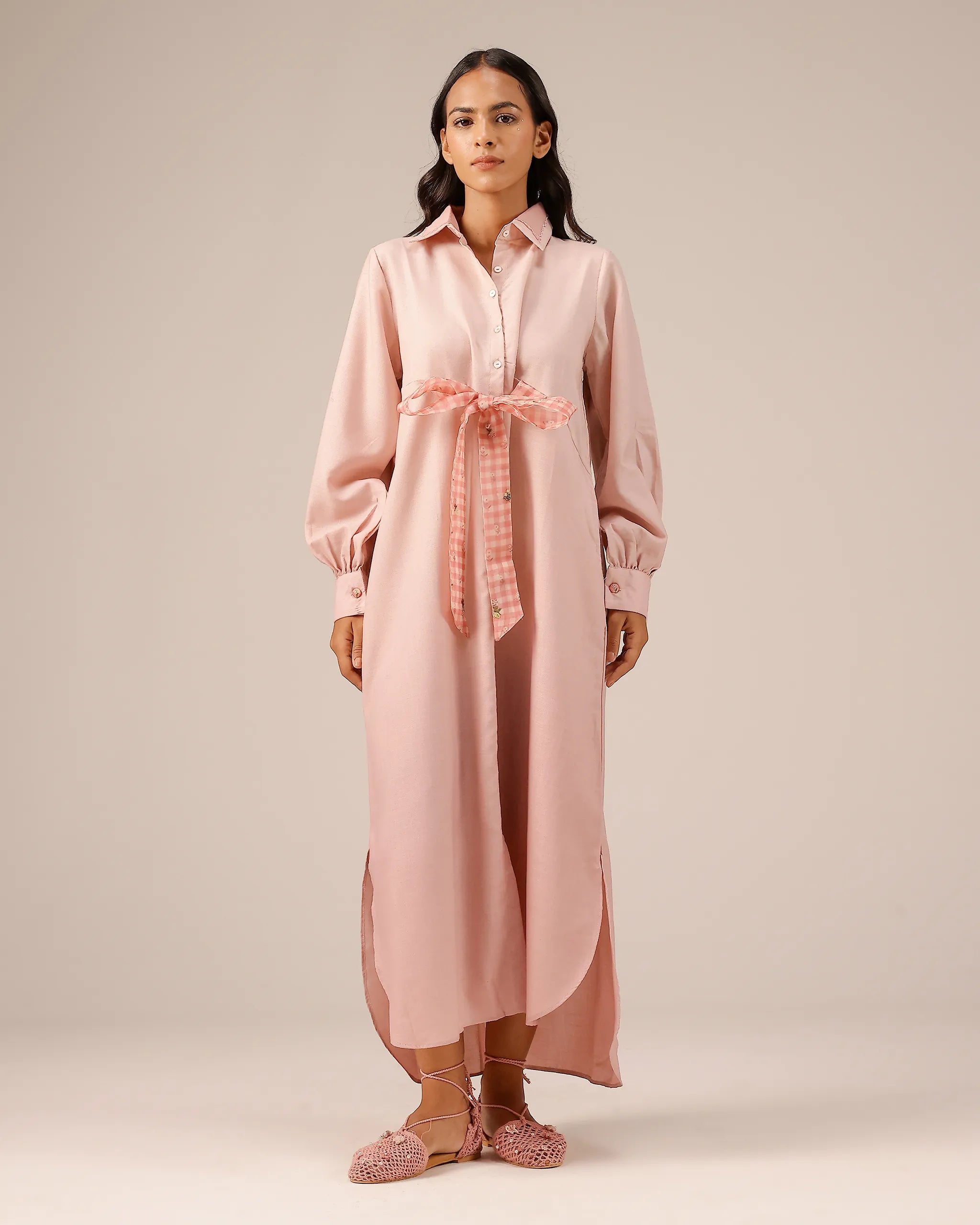 Pink Hibiscus Linen Midi Dress - OurDve