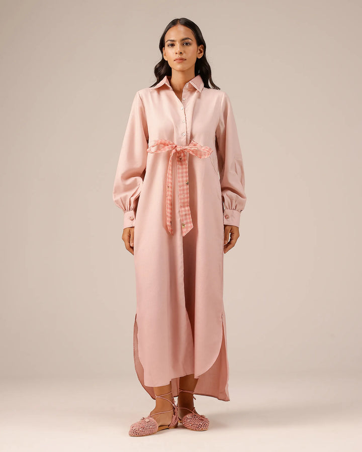 Pink Hibiscus Linen Midi Dress - OurDve
