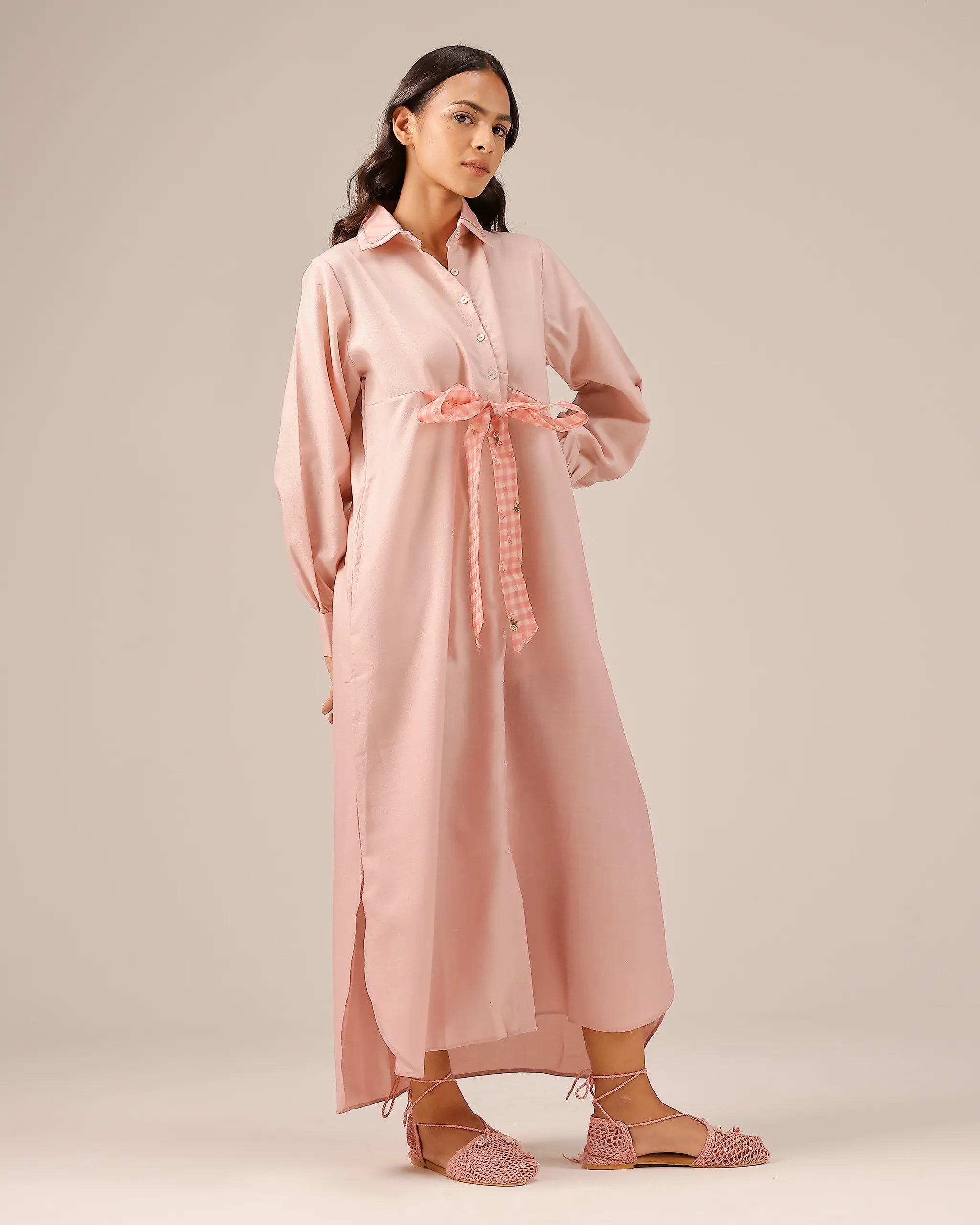 Pink Hibiscus Linen Midi Dress - OurDve