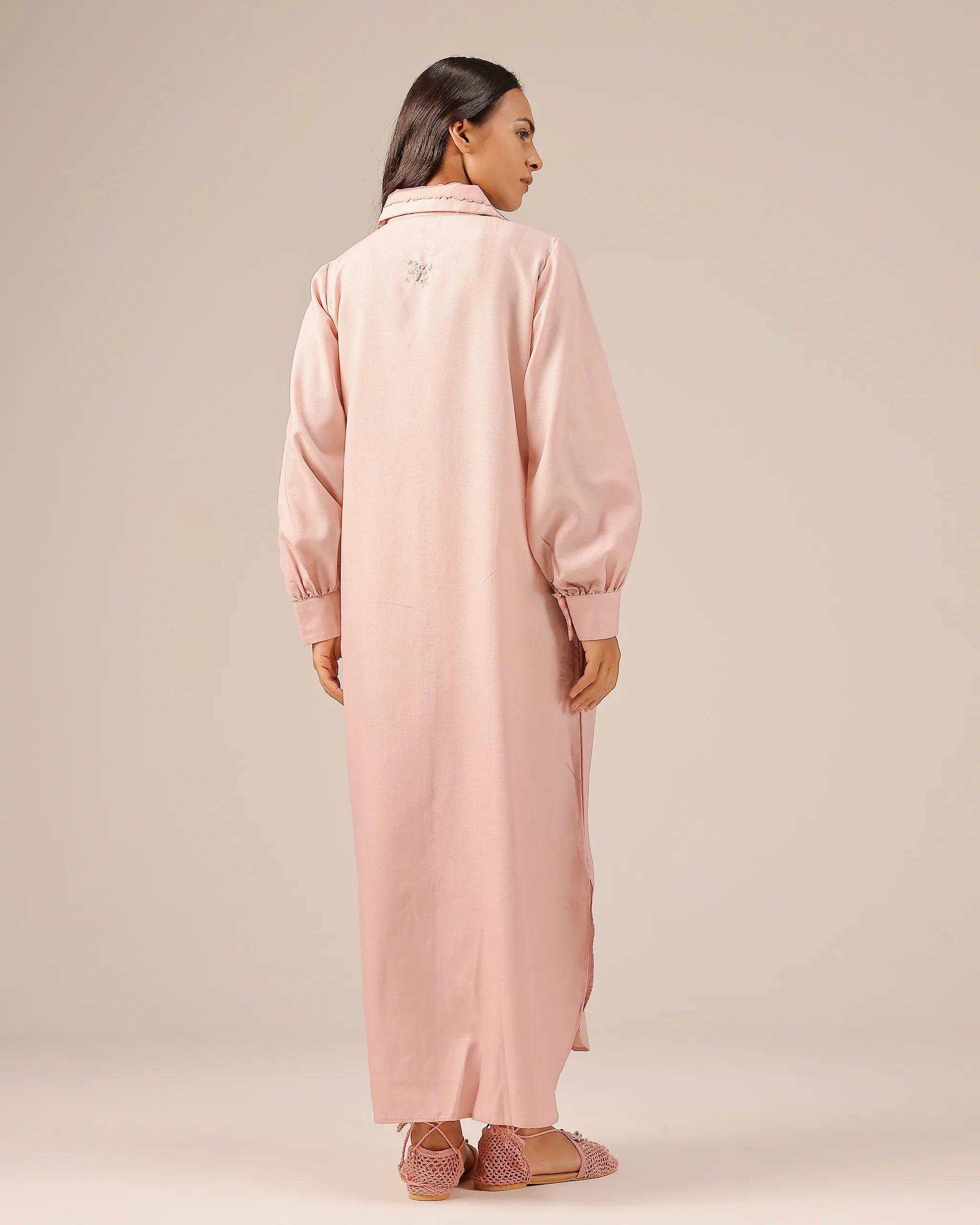 Pink Hibiscus Linen Midi Dress - OurDve