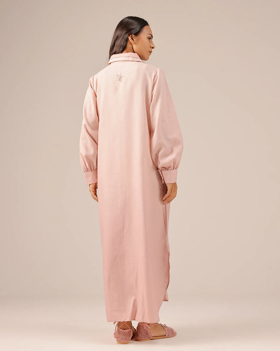 Pink Hibiscus Linen Midi Dress - OurDve