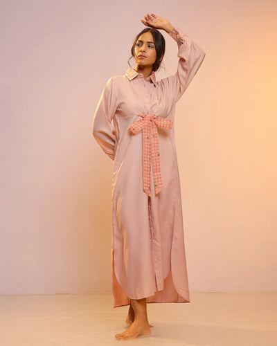 Pink Hibiscus Linen Midi Dress - OurDve