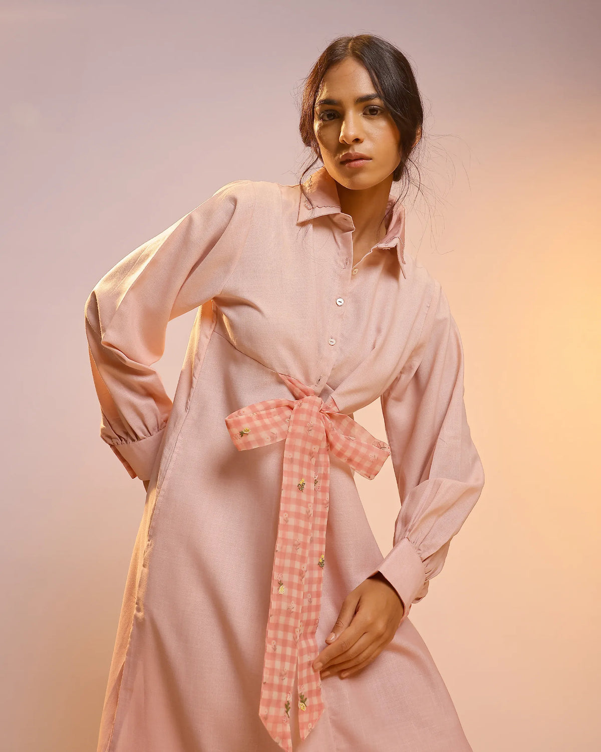 Pink Hibiscus Linen Midi Dress - OurDve