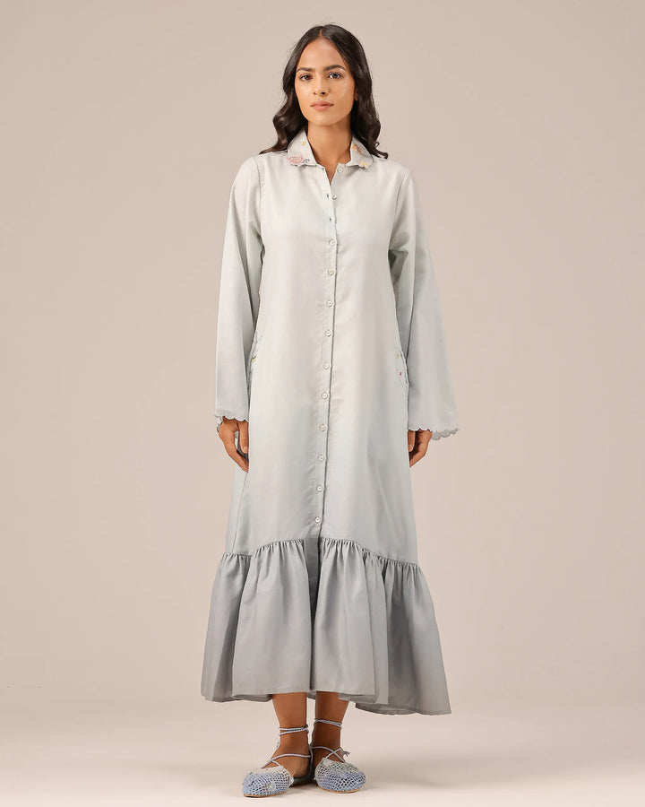 Grey Seafoam Linen Dress - OurDve