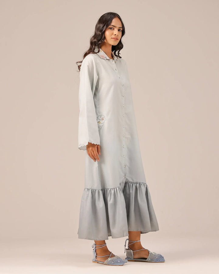 Grey Seafoam Linen Dress - OurDve
