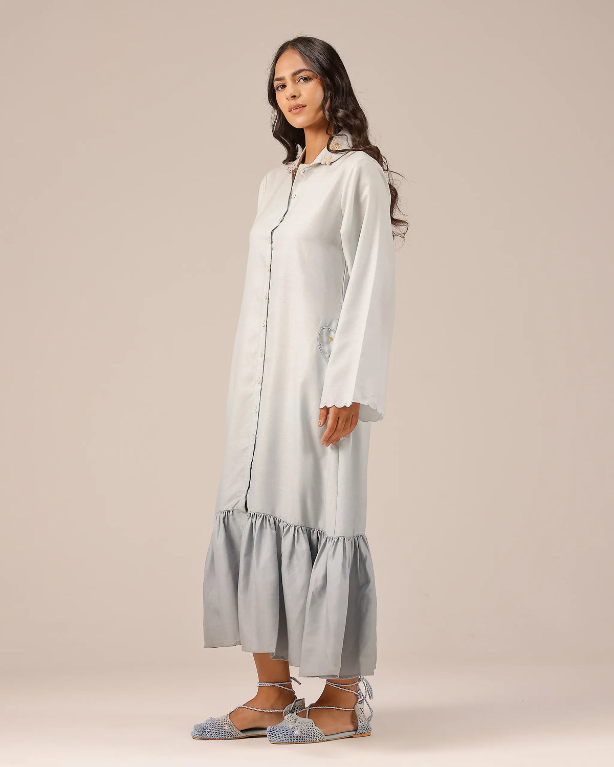 Grey Seafoam Linen Dress - OurDve