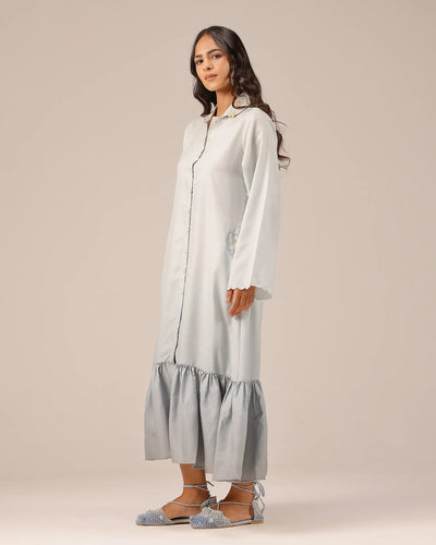 Grey Seafoam Linen Dress - OurDve