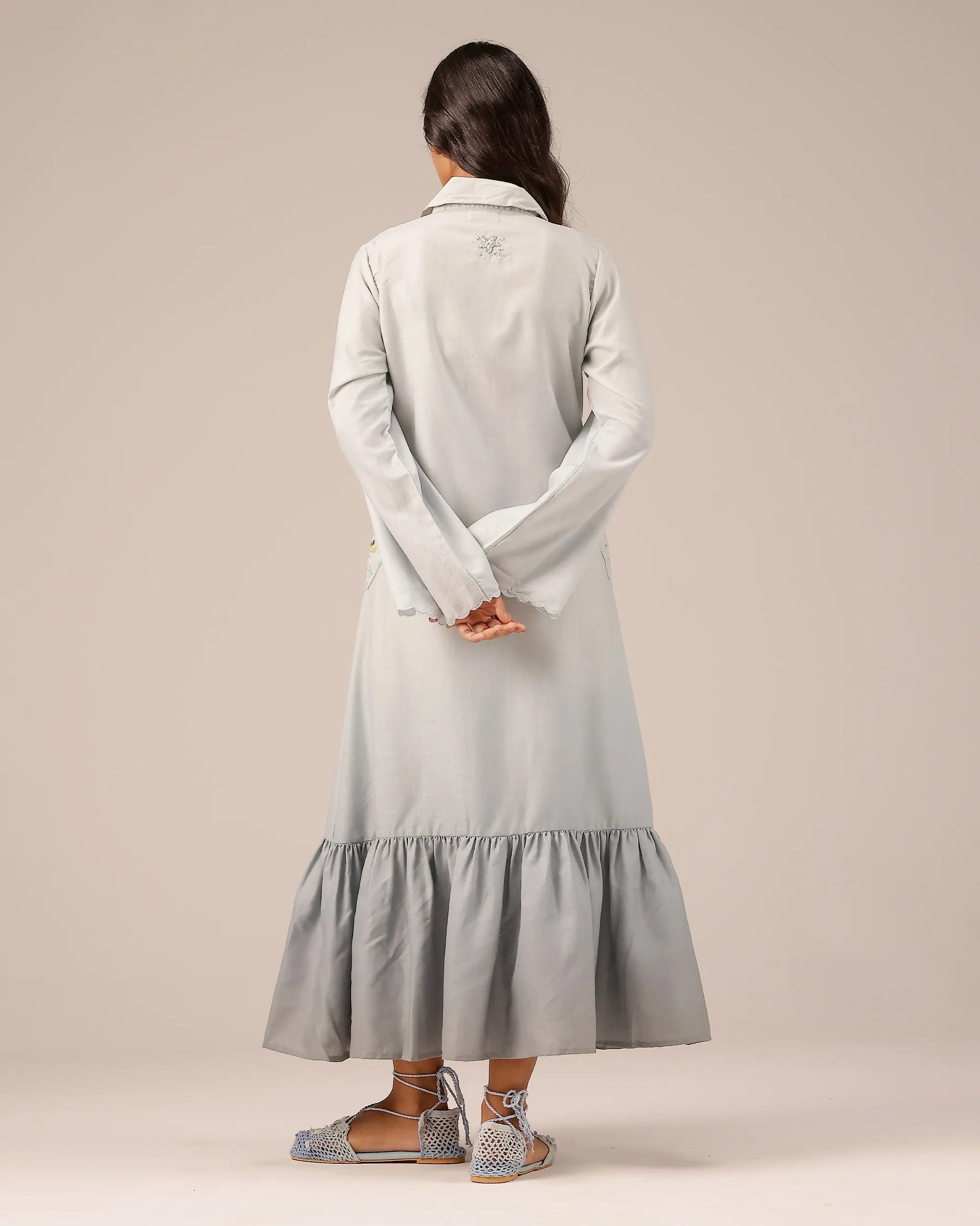 Grey Seafoam Linen Dress - OurDve