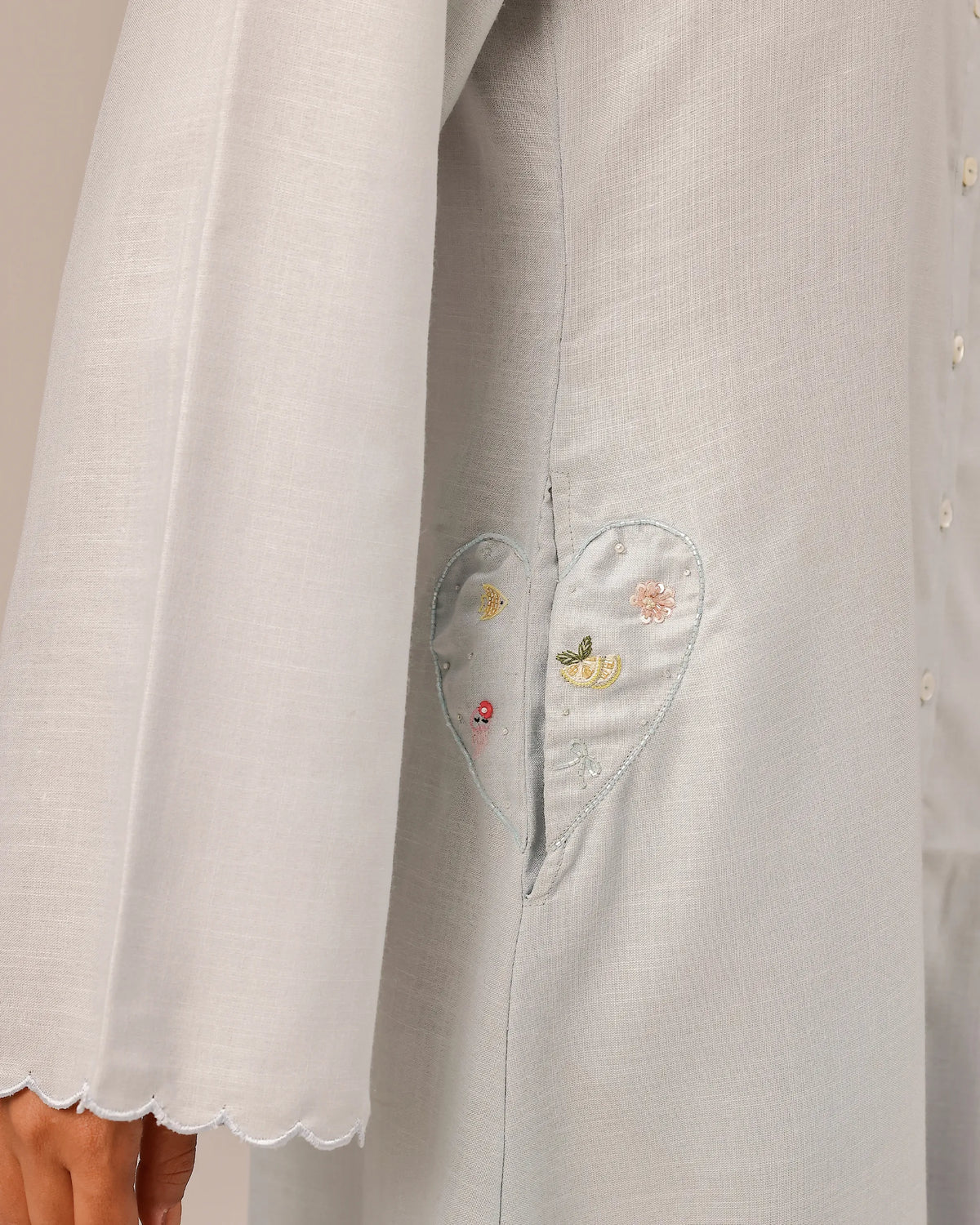 Grey Seafoam Linen Dress - OurDve
