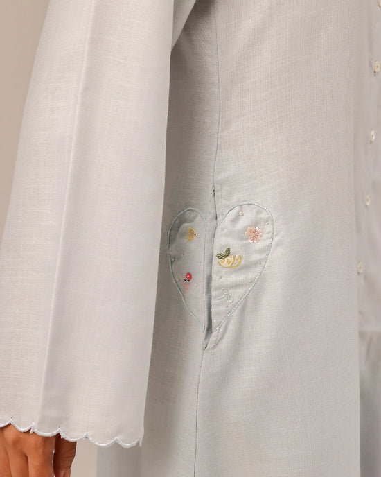Grey Seafoam Linen Dress - OurDve