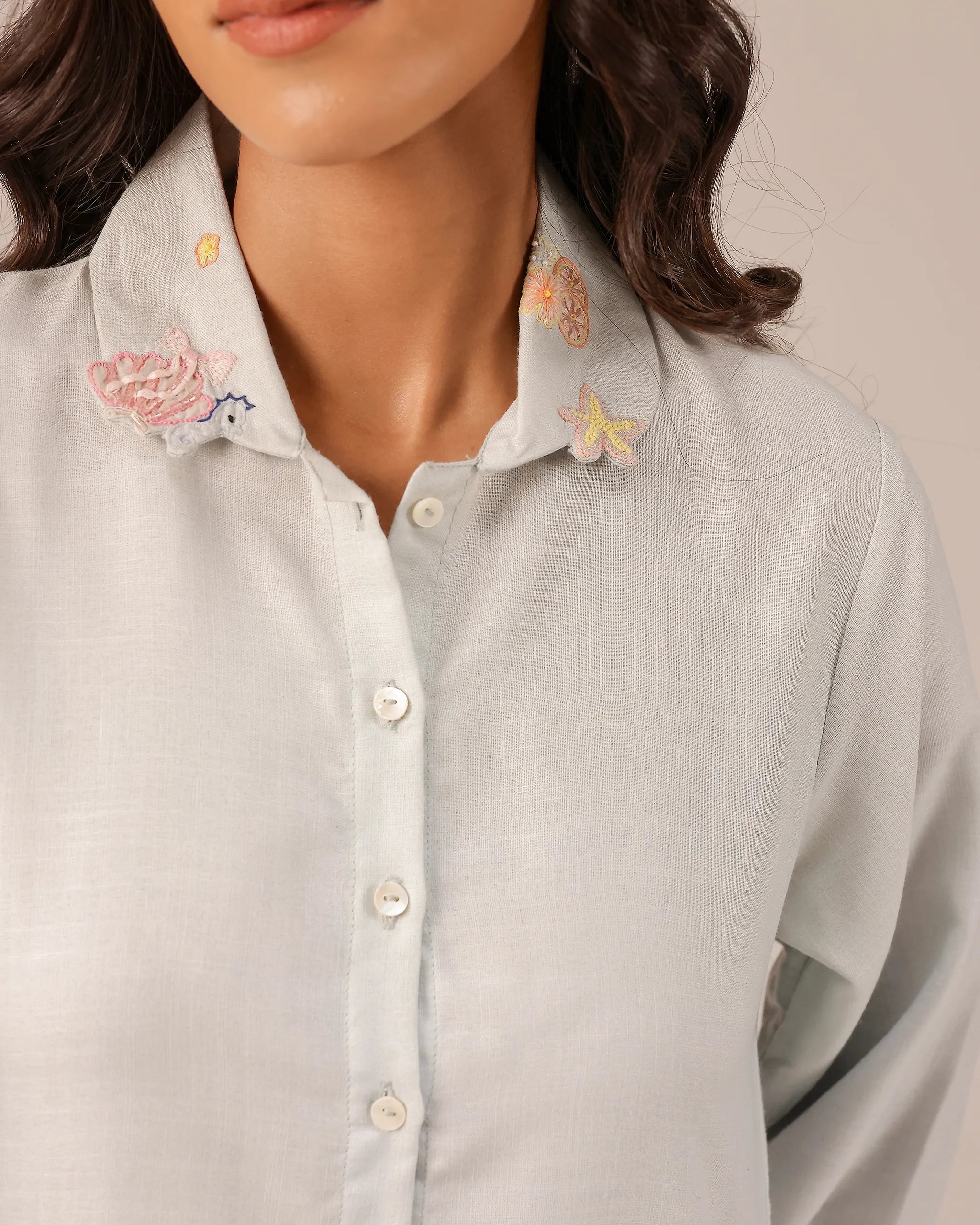 Grey Seafoam Linen Dress - OurDve