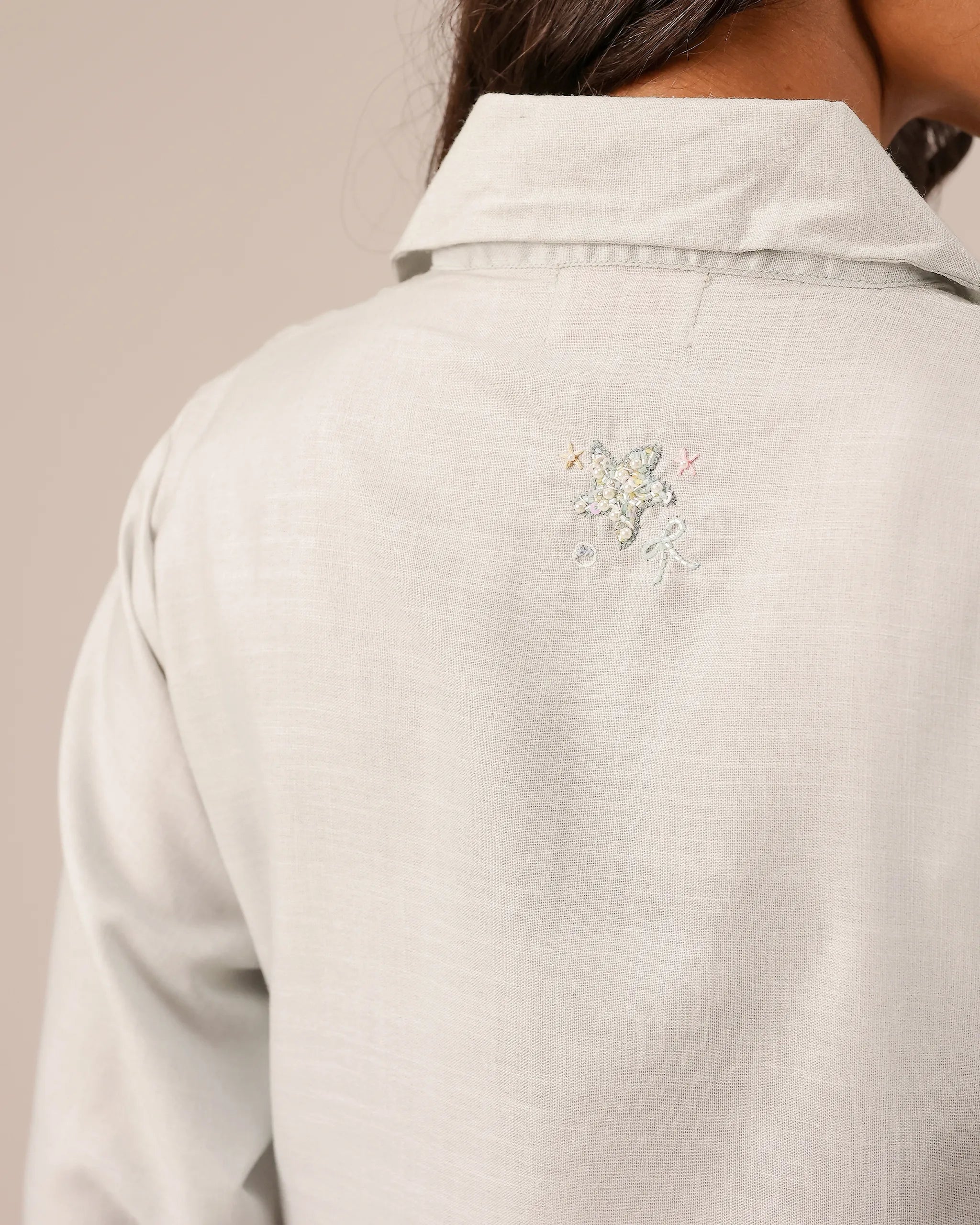 Grey Seafoam Linen Dress - OurDve