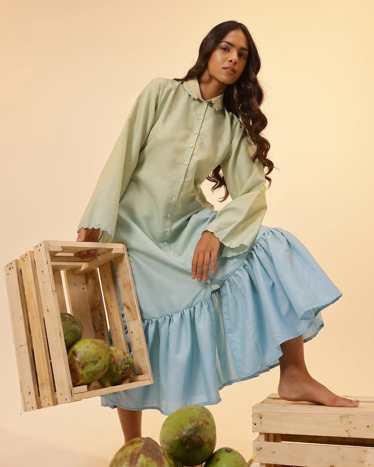 Seafoam Linen Dress - OurDve