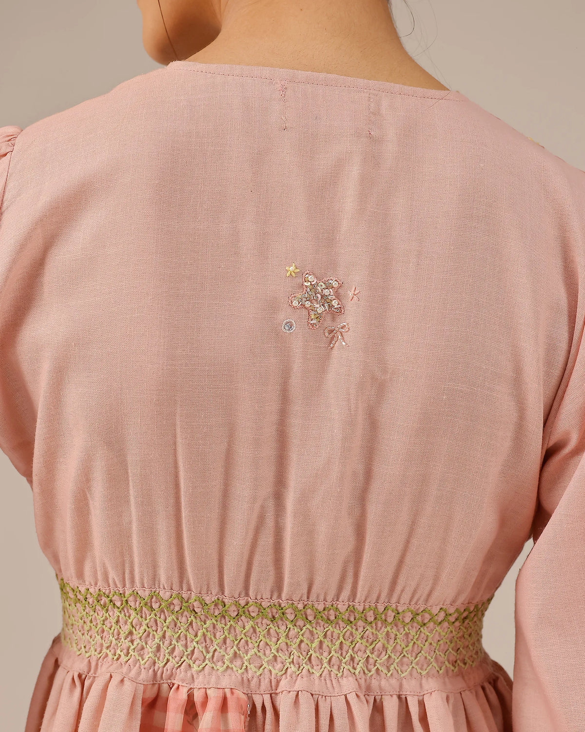 Pop Linen Dress ��� Pink To Green Patchwork Bohemian Dress - OurDve